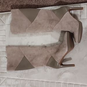 Antonio Melani Taupe suede and leather, heeled boots